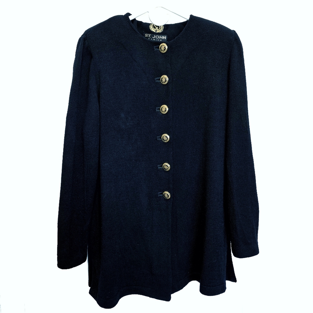St. John Basics Black Button Down Jacket